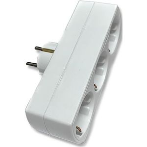 TT voorste adapterbasis | 3-voudig stopcontact | 8 x 10 x 4 cm | meervoudige stekker voor stopcontact | wit