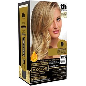 Thader TH Pharma Kleurstofset zonder ammoniak, voor een aangename geur met vloeibaar goud, kleur 9 blond, zeer helder