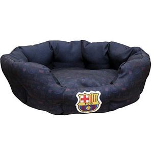FC Barcelona Bed voor huisdieren, honden, katten, konijnen, maat L, 3 maten verkrijgbaar, stadionvorm, vrijstaand kussen, officieel product (CyP Brands)