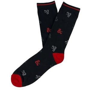 Draken en Dungeons – sokken, halfrond, panty, D&D, zwart, Dungeons en Dragons, uniseks, officieel product (CyP Brands)