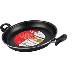 MAGEFESA Black Paella-pan, 34 cm, van geëmailleerd staal, buitenkant, zwart, versterkte antiaanbaklaag, geschikt voor alle warmtebronnen, met name inductie, 50% energiebesparing.