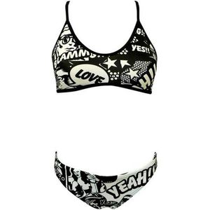 Turbo Yeah - Comic Bikini - Wit,Zwart - 55% PBT, 45% Polyester