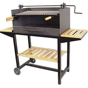 Imex The Fox 71542 – Barbecue met verhoogd dienblad, hout en grill INOX, 61 x 40 x 100 cm, zwart