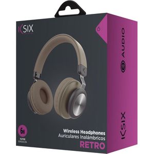 KSIX - Retro - Bluetooth Hoofdtelefoon - Bruin - Lichtgewicht Ontwerp