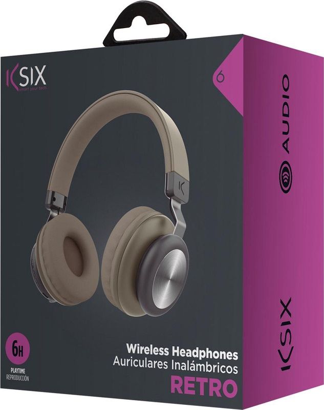 KSIX - Retro - Bluetooth Hoofdtelefoon - Bruin - Lichtgewicht Ontwerp