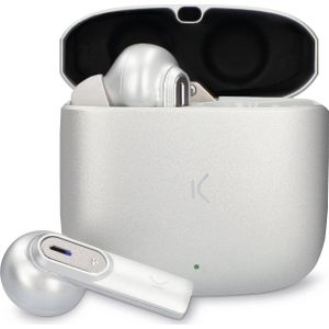 KSIX Spark Draadloze hoofdtelefoon met Bluetooth 5.2 en ruisonderdrukking, hoofdtelefoon met lossless HD-geluid en dubbele microfoon voor oproepen, sport en muziek (zilver)