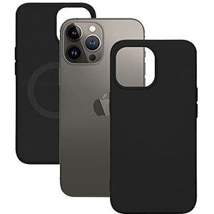 KSIX smart your tech Halfhoge beschermhoes voor iPhone 14 Pro Max, magnetische banden, compatibel met MagSafe, draadloos, antislip, zwart