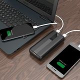 Powerbank Contact, lithium-polymeer, 20.000 mAh, 10,5 W, gelijktijdig opladen, USB-A naar USB-C-kabel, meegeleverd, zwart