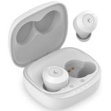 KSIX Oblivion Draadloze Bluetooth-hoofdtelefoon, HD-microfoon voor oproepen, waterdicht, spraakassistent, 19 uur batterijduur, True Wireless Stereo, touch-bediening, wit