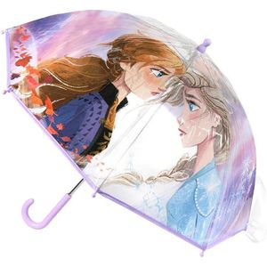 Disney Frozen 2 paraplu lila/transparant voor meisjes 71 cm - Frozen II - Doorzichtige kinderparaplu - Regenkleding/regenaccessoires