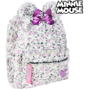 Rugzak Minnie Mouse - Pluche Wit Roze Kindertas voor School - Schooltas, Disney Schooltas