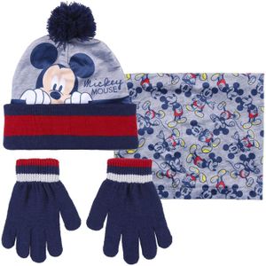 Disney Winterset Mickey Acryl/polyester Blauw/grijs 3-delig