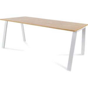 rocada BLANCA Schreibtisch eiche/weiß rechteckig, 4-Fuß-Gestell weiß 180,0 x 80,0 cm