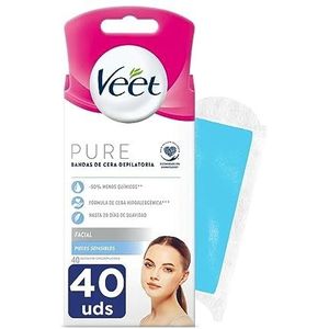 Facial Hair Removal Strips Veet Bandas De Cera Pure Sensitive skin (40 Units)