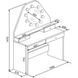 Kaptafel Star met verlichting - roze/wit