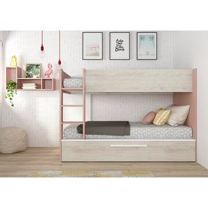 Stapelbed Cassie 90x200 met bedlade - oudroze