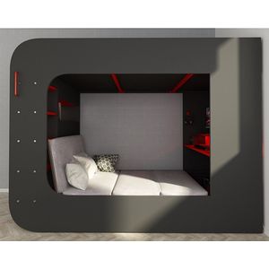 Trasman - Opvouwbare bedbodem met zitkussen voor hoogslaper Graham - 120x200 - Grijs