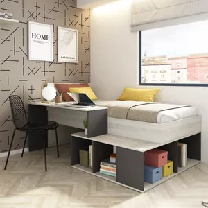 Stapelbedframe metaal zwart 140x200 cm/90x200 cm | -nl