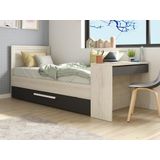 Stapelbed 2 x 90 x 200 cm - Met bureau - Kleur: naturel en antraciet - VOUANI