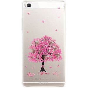 4-OK Flower beschermhoes voor Huawei P8, motief: roze boom