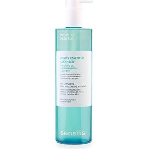 Sensilis - Purify Essential Cleanser, reinigingsgel voor gemengde huid en vet met hyaluronzuur en zink - 400 ml