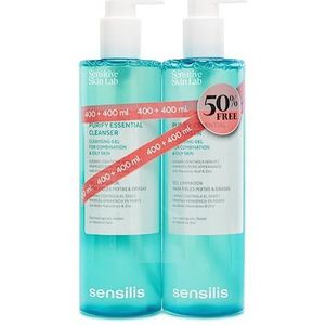 Sensilis - Purify Essential Cleanser Reinigende en Matterende reinigingsgel regelt het talg, hyaluronzuur en zink, voor gemengde huid en vet - 2 x 400 ml