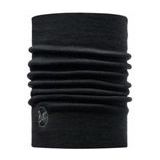 Buff Multifunctionele doek voor volwassenen, thermische merino, nekwarmer, slangsjaal, effen zwart, één maat