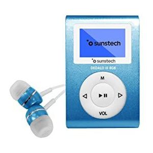 Sunstech DEDALOIII 8 GB MP3-speler met FM-radio-tuner, hoofdtelefoon inbegrepen, blauw