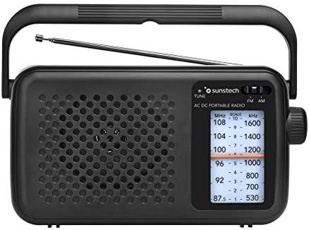 Sunstech RPS760 - AM/FM-radio, draagbaar, met telescopische antenne en transportgreep, zwart