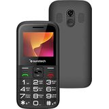 Sunstech CEL4 Mobiele telefoon met grote toetsen en SOS-knop, boek, FM-radio en camera voor senioren, eenvoudig te bedienen en comfortabel met laadstation, zwart