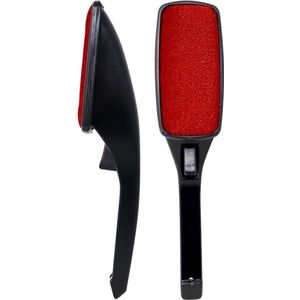 Concorde Kledingborstel/ontpluizer/pluizenverwijderaar - zwart/rood - draaibaar - 26 cm