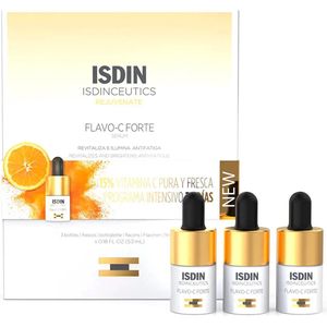 ISDIN Isdinceutics Flavo-C Forte, antioxidant gezichtsserum met 15% zuivere en frisse vitamine C, vitamine E en hyaluronzuur, 3 stuks