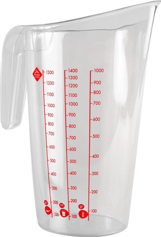 1x Maatbeker met schenktuit 1,4 liter - Kunststof maatbekers - Ingredienten afmeten