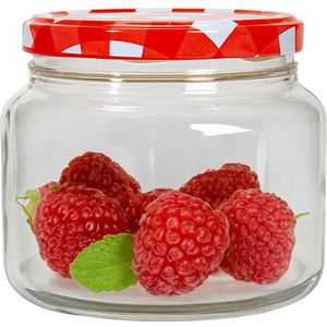 Weckpot/voorraadpot Classico - 600 ml - kunststof - draaideksel - rood - D10 x H9 cm