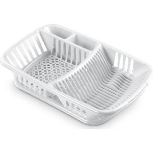 Afwas afdruiprek wit kunststof 52 x 33 x 11 cm - Afwassen/drogen met lekbak