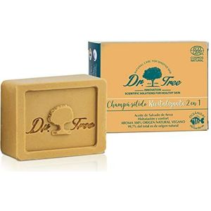 Dr. Tree Vaste shampoo 2-in-1 revitaliserend, vaste shampoo + milieuvriendelijke spoeling, versterkt, beschermt en verzorgt | alle haartypes | 99% natuurlijke ingrediënten ECOCERT | 75 g