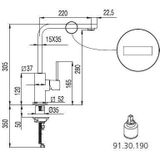 Keukenkraan tres cocina vierkant uitloop 22 cm rvs