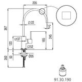 Keukenkraan tres cocina gebogen uitloop 20.5 cm rvs