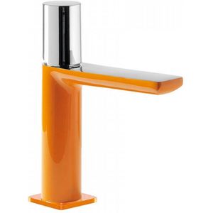 Wastafelmengkraan tres loft colors 1-knop uitloop recht 11.3 cm rond oranje chroom