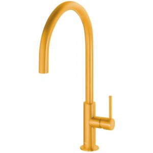 Keukenmengkraan Tres Study Exclusive 1-Hendel Uitloop Gebogen 26 cm Rond Amber Geel