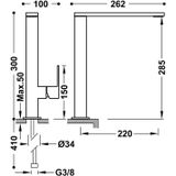 Keukenmengkraan tres cocina rechthoekig uitloop 26.2 mat wit