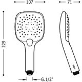 Handdouche Tres Massage 3-Standen 10.7x7.1x22.9 cm Wit Chroom