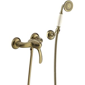 Douchemengkraan Tres Clasic 1 Hendel Incl Handdouche en Doucheslang Verouderd Messing