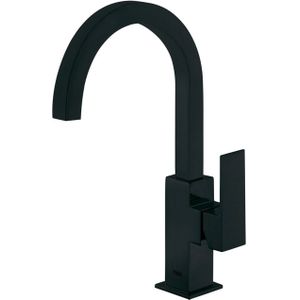 Wastafelmengkraan Tres Cuadro Exclusive 1-Hendel Uitloop Gebogen 20 cm Vierkant Mat Zwart