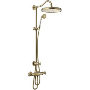 Regendoucheset tres clasic thermostatische opbouw incl. Handdouche doucheslang 170 cm verouderd messing