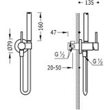 Inbouw bidetmengkraan tres study exclusive met doucheslang en hendel mat zwart