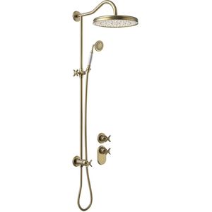 Regendoucheset Tres Clasic Opbouw Incl. Handdouche Inbouw Douchethermostaat Verouderd Messing Mat