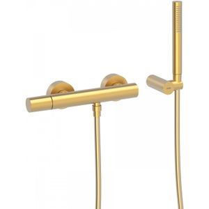 Douchemengkraan tres study exclusive rond 29 cm met staafhanddouche mat goud