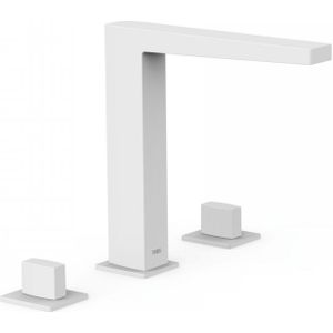 Wastafelmengkraan tres slim exclusive 3-gats met 2 knoppen mat wit