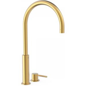 Wastafelmengkraan tres study exclusive 45,3 cm 2-gats 1-hendel uitloop gebogen rond goud